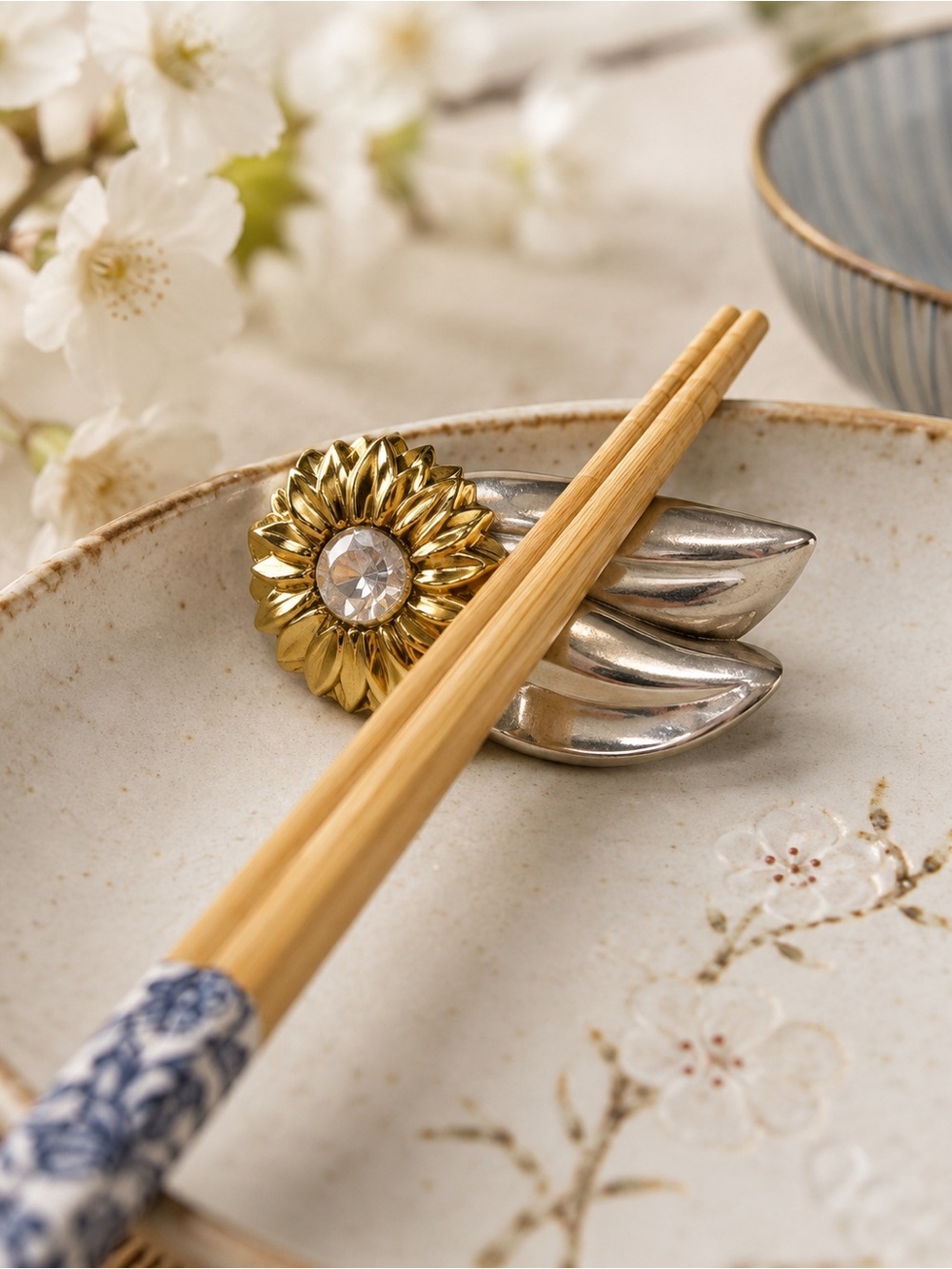 🌻 🍴VTG NWT Sunflower Knife & Chopstick Rests Set of 6 Original Box Tablescape